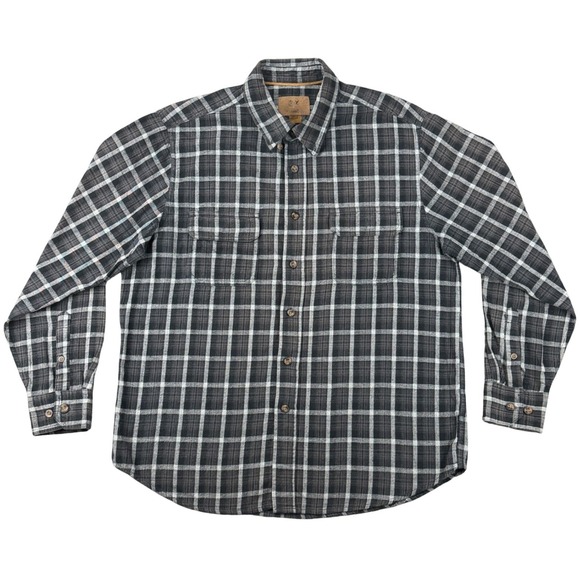 Outdoor Life Other - Outdoor Life Men's Size L Plaid Flannel Long Sleeve Button Up Shirt Gray White